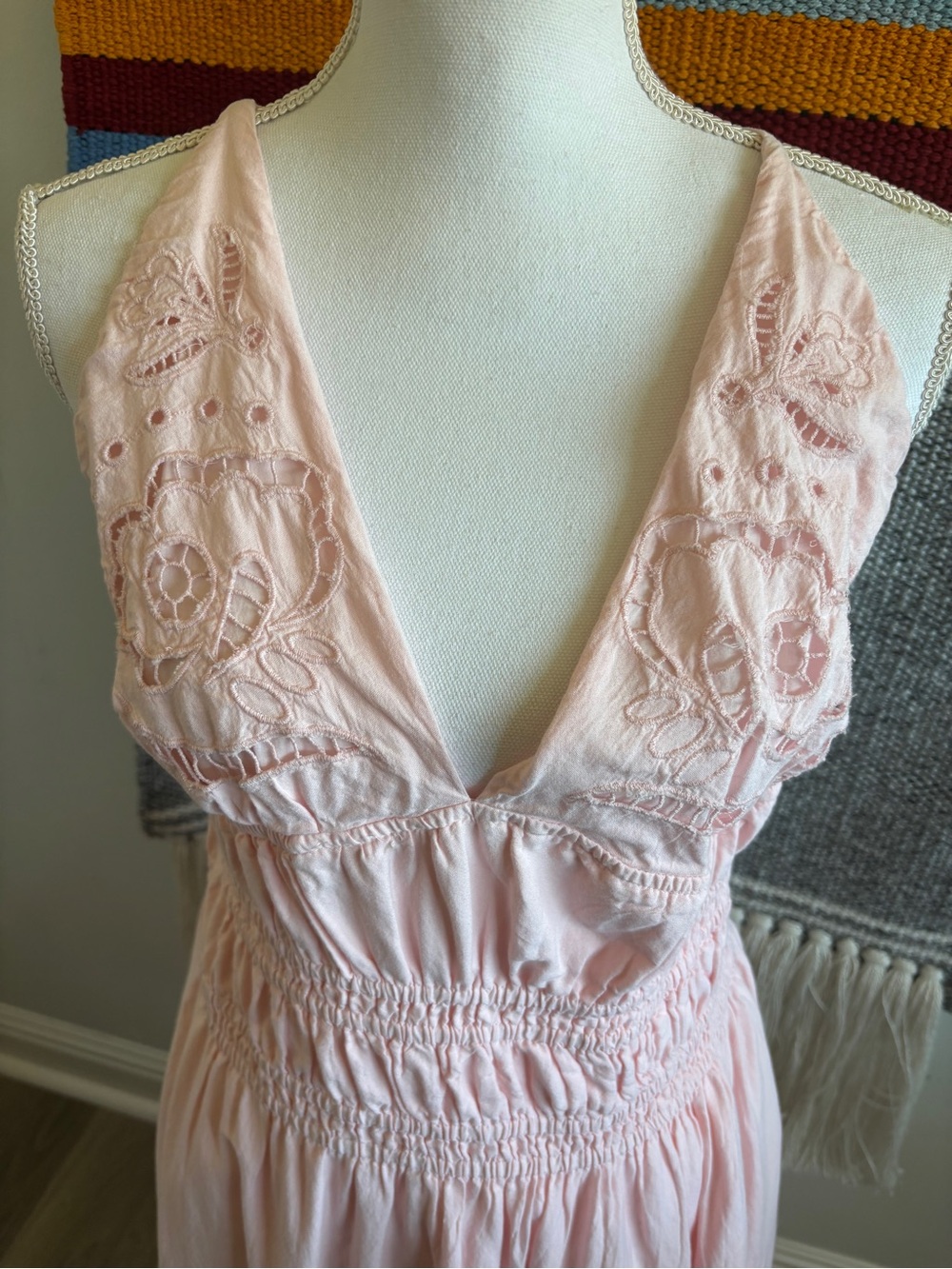 Future Collective Pink Maxi Eyelet Dress - Picture 2 of 10